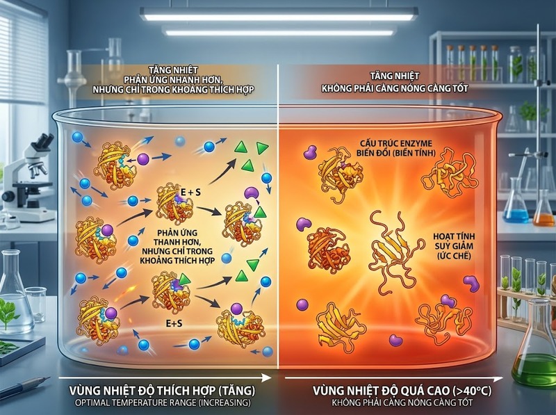 Nhiệt độ ảnh hưởng đến tốc độ phản ứng và quá trình sinh học thế nào?