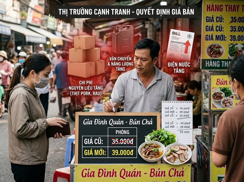Chi phí đầu vào và giá bán thay đổi như thế nào khi chi phí sản xuất tăng?