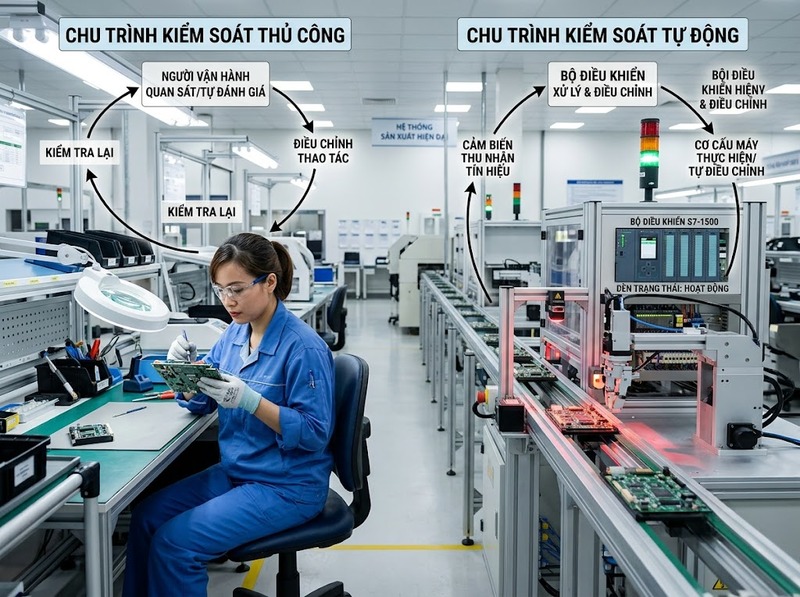 So sánh công nghệ thủ công và tự động về vận hành, kiểm soát và năng suất