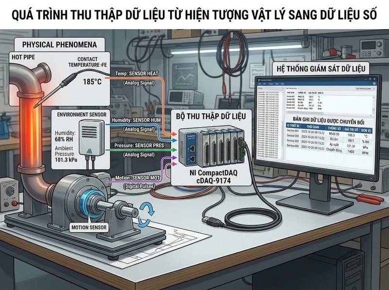 Công nghệ thu thập dữ liệu từ cảm nhận, ghi nhận đến truyền và lưu trữ