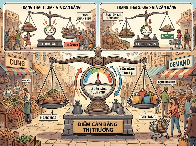 Cung cầu và giá thị trường thay đổi cùng nhau trong những trường hợp nào?