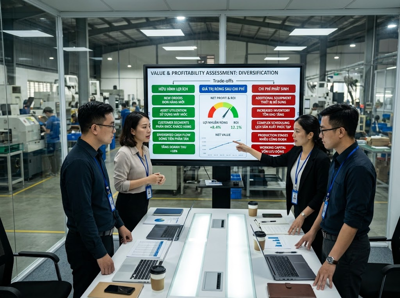 Đa dạng hóa sản xuất ảnh hưởng đến nguồn thu và rủi ro ra sao?
