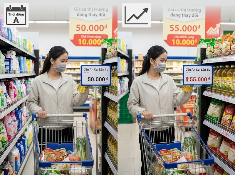 Phân biệt giá danh nghĩa và giá thực theo tác động của mức giá chung