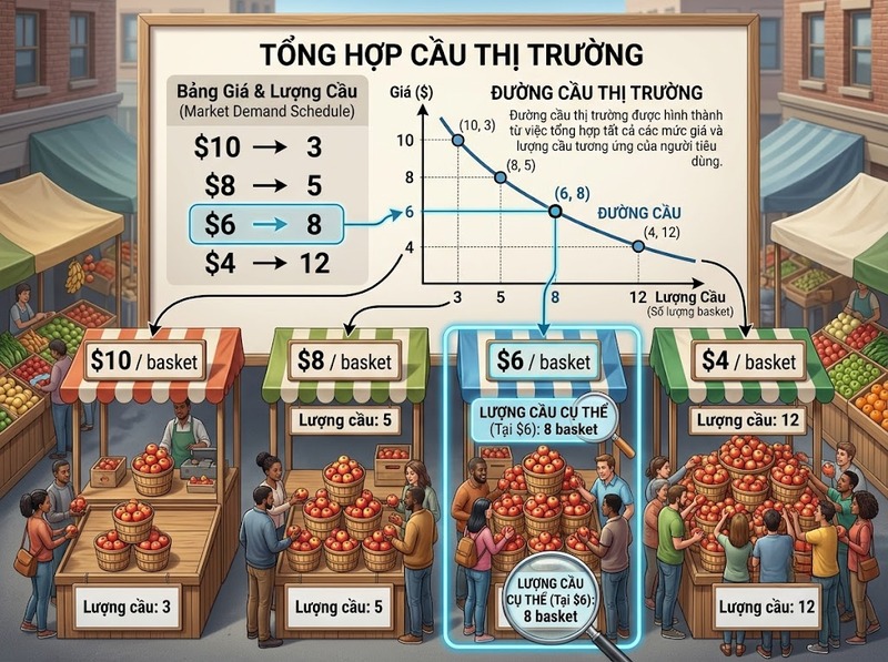 Phân biệt lượng cầu và cầu thị trường theo giá và toàn bộ quan hệ cầu