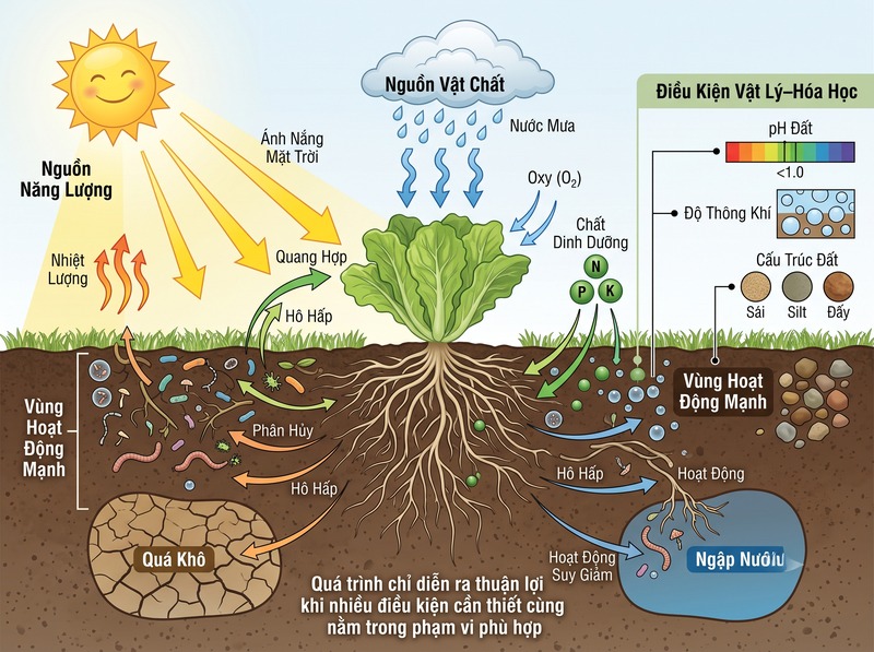 Điều kiện môi trường ảnh hưởng đến quá trình khoa học qua những yếu tố nào?