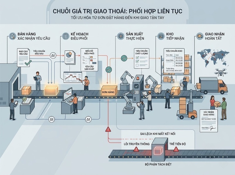 Phối hợp giữa các bộ phận giúp duy trì dòng công việc thế nào?