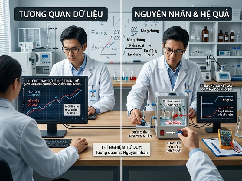 Quan hệ nhân quả khoa học giúp xác định yếu tố nào thực sự tạo ra kết quả
