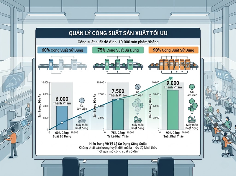 Mức sử dụng công suất sản xuất tác động đến sản lượng và hiệu quả