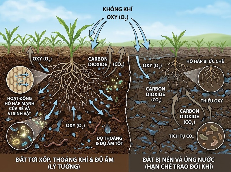 Không khí cung cấp khí cần thiết và ảnh hưởng trao đổi sinh học thế nào?