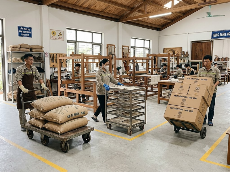 Xe đẩy hàng có phù hợp với hoạt động sản xuất tại làng nghề không?