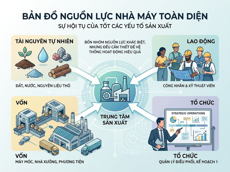 Phân loại yếu tố đầu vào sản xuất theo nguồn lực và chức năng