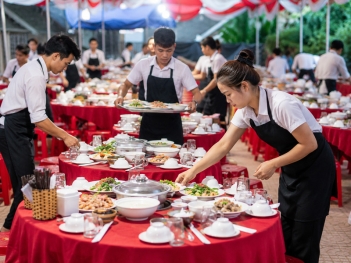 Nhân công phục vụ đám tiệc ở quê nên bố trí như thế nào